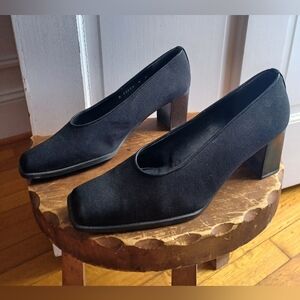 Stuart Weitzman Black Block Heel Pumps